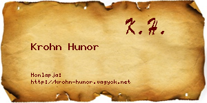 Krohn Hunor névjegykártya